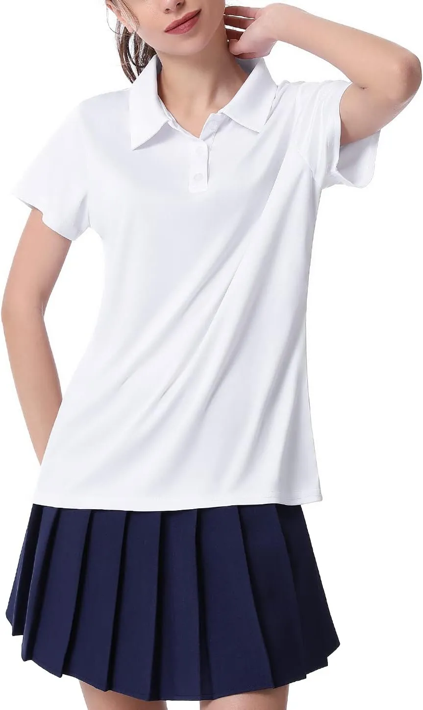 3-Pack Women's Short-Sleeve Sport Polo Shirts Quick Dry Moisture-Wicking Activewear Polos Tops for Work