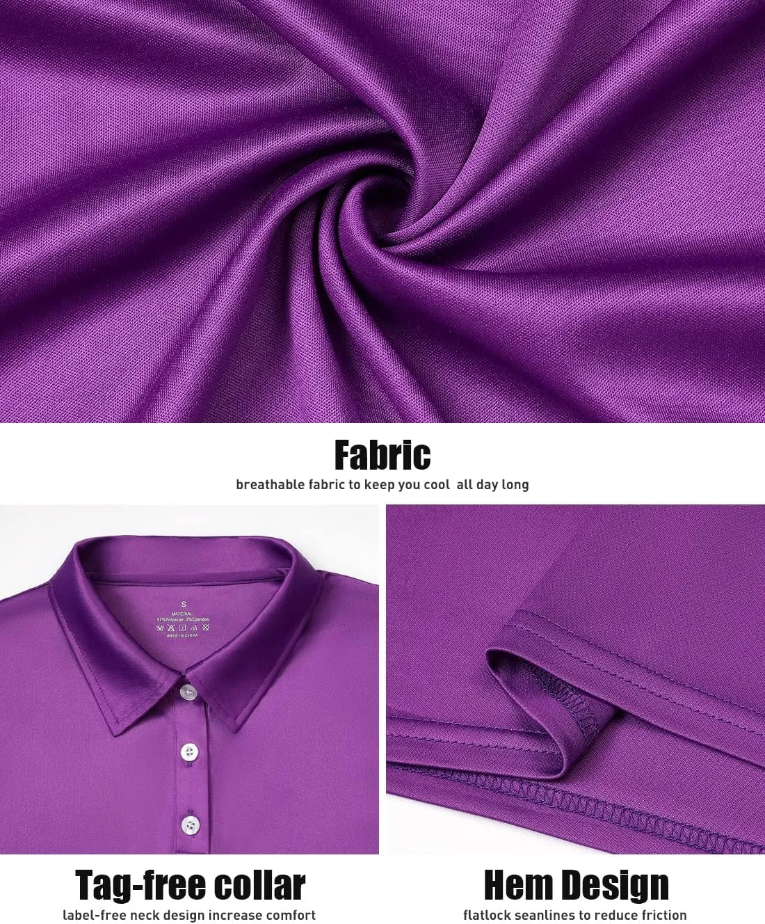 3-Pack Women's Short-Sleeve Sport Polo Shirts Quick Dry Moisture-Wicking Activewear Polos Tops for Work