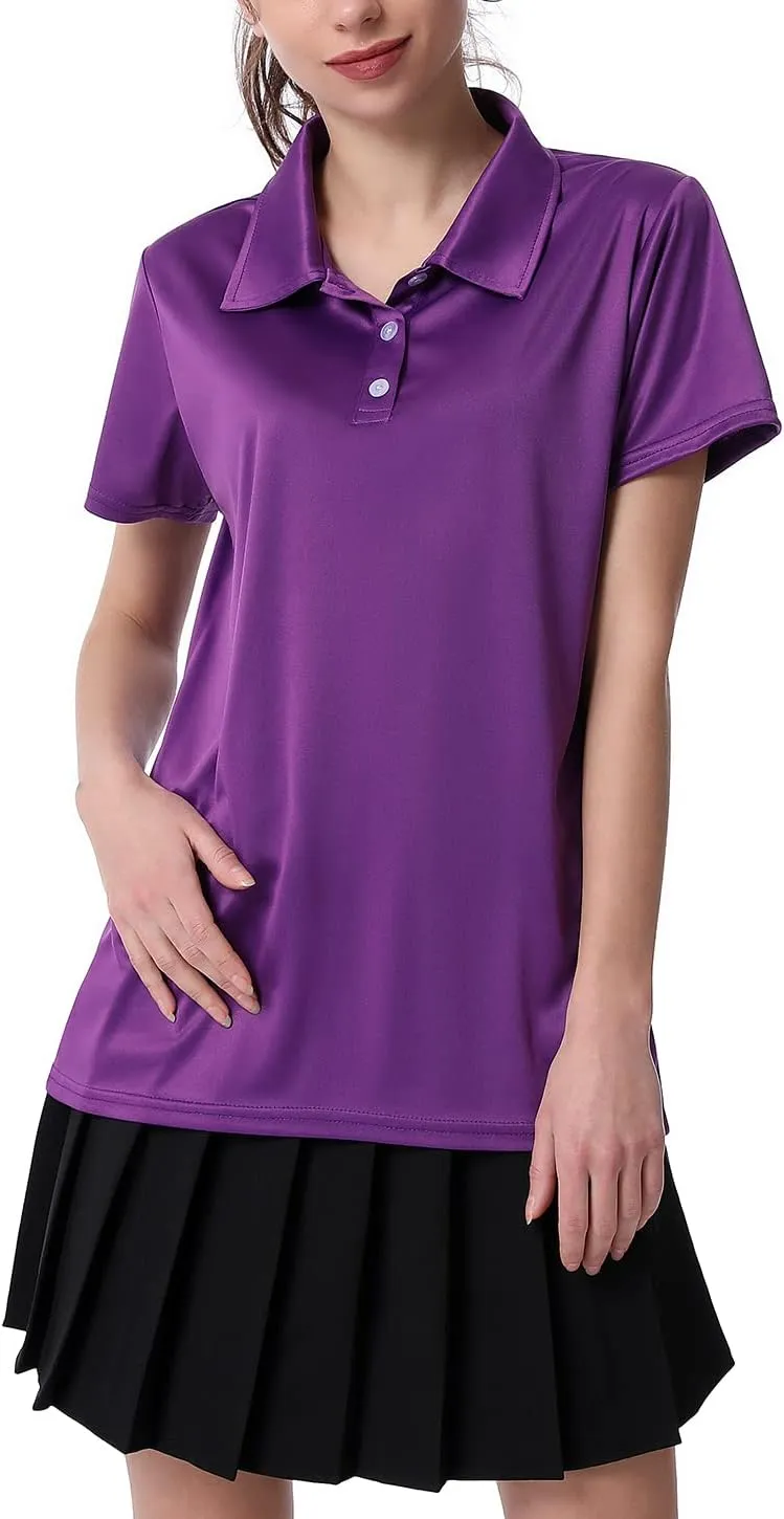 3-Pack Women's Short-Sleeve Sport Polo Shirts Quick Dry Moisture-Wicking Activewear Polos Tops for Work