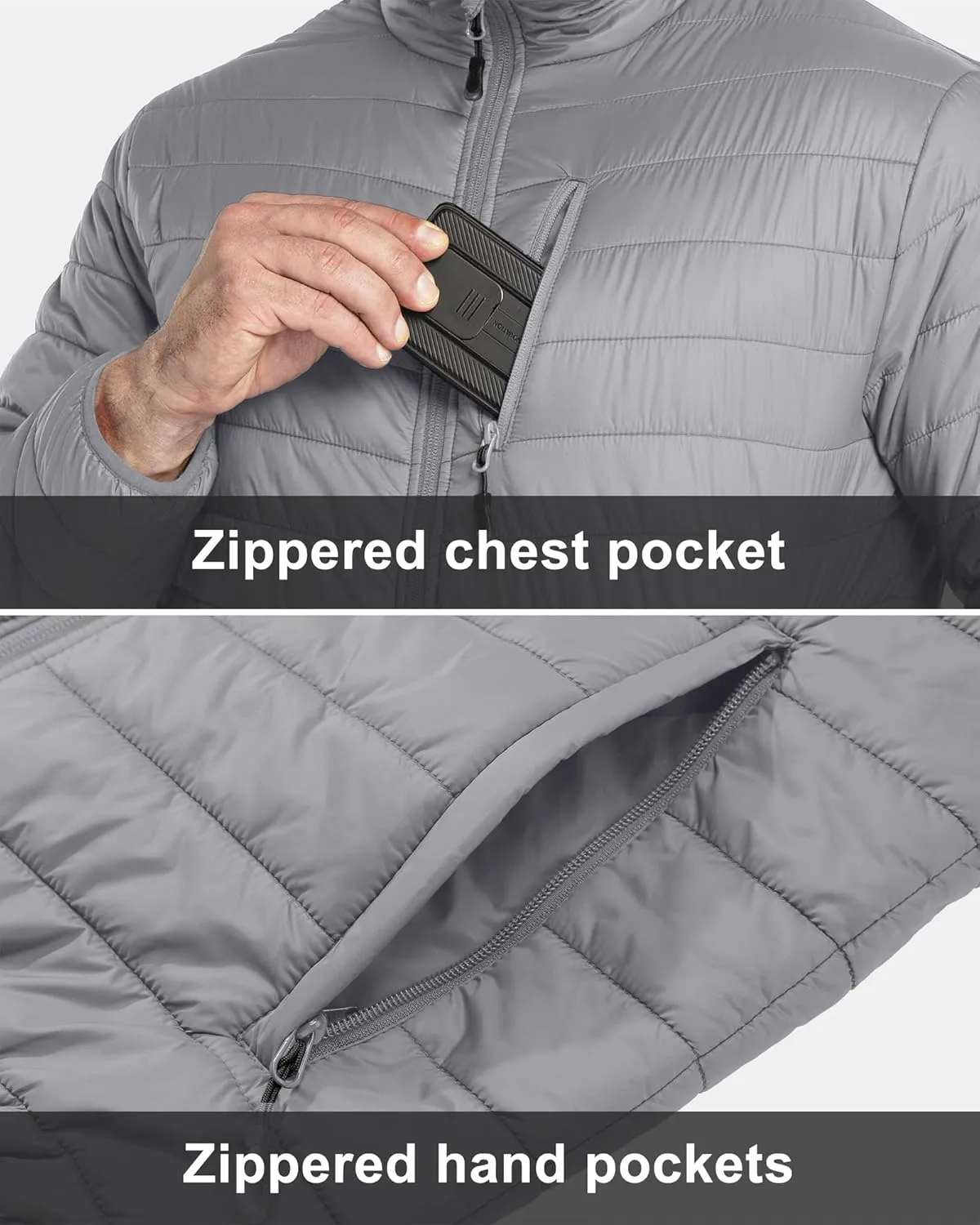 33,000ft Men's Puffer Jacket Lightweight Packable Winter Jacket