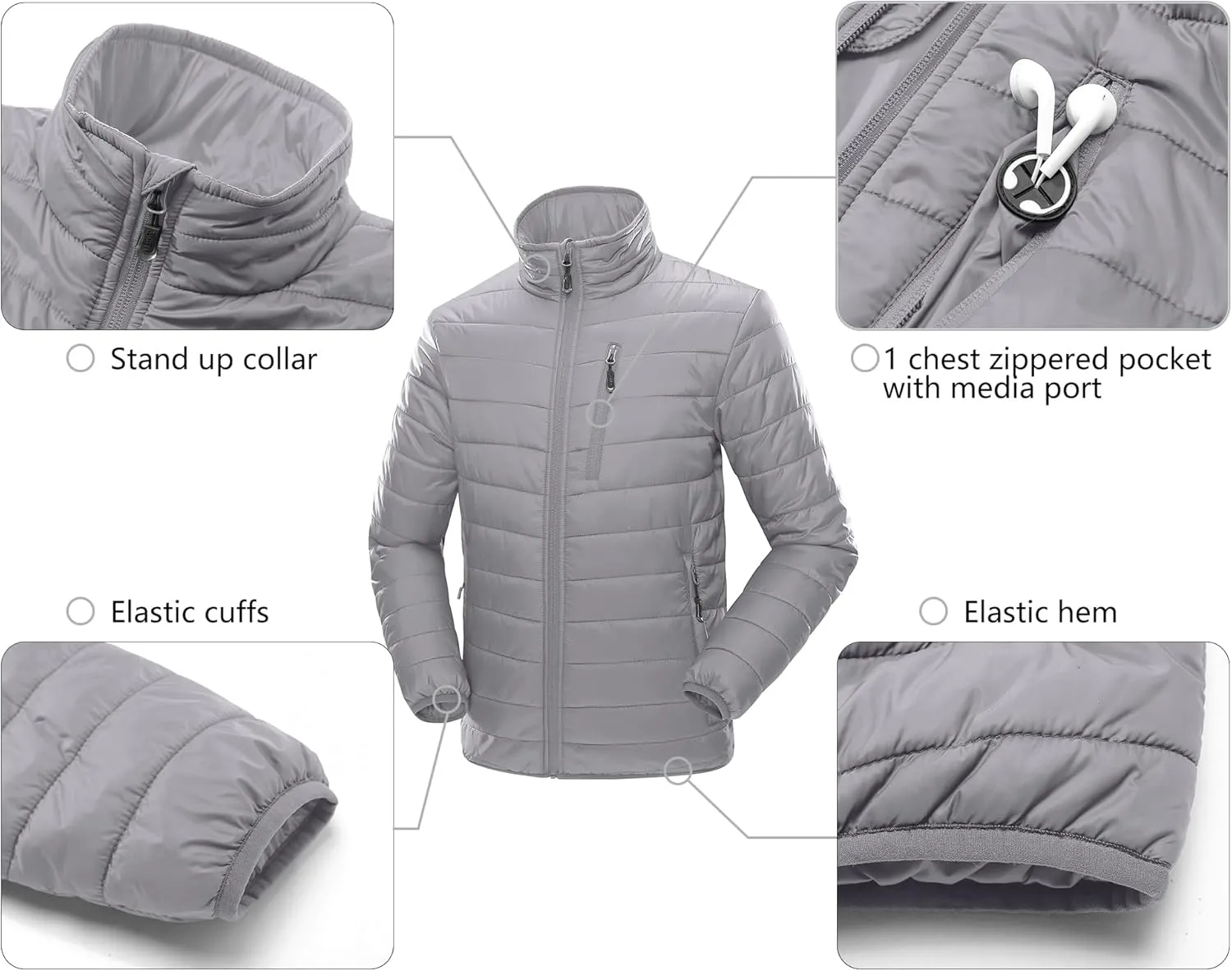 33,000ft Men's Puffer Jacket Lightweight Packable Winter Jacket