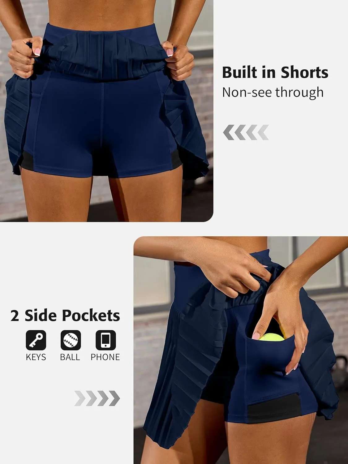 ATTRACO Womens Mesh Tennis Skirts High Waisted Golf Skort Flowy Pickleball Skort with Shorts