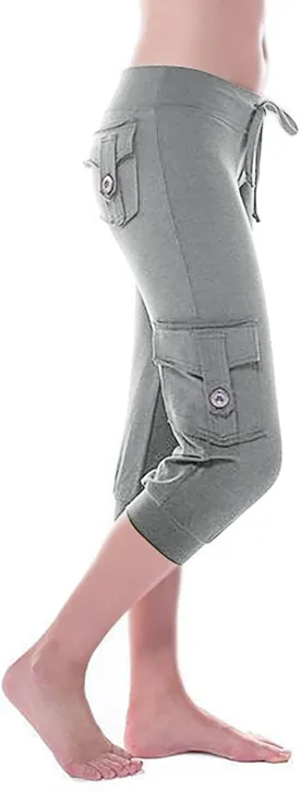 Cargo Capris for Women with Multi-Pocket Summer Mid Rise Lightweight Jogger Pants Stretchy Tactical Tavel Hiking Pant