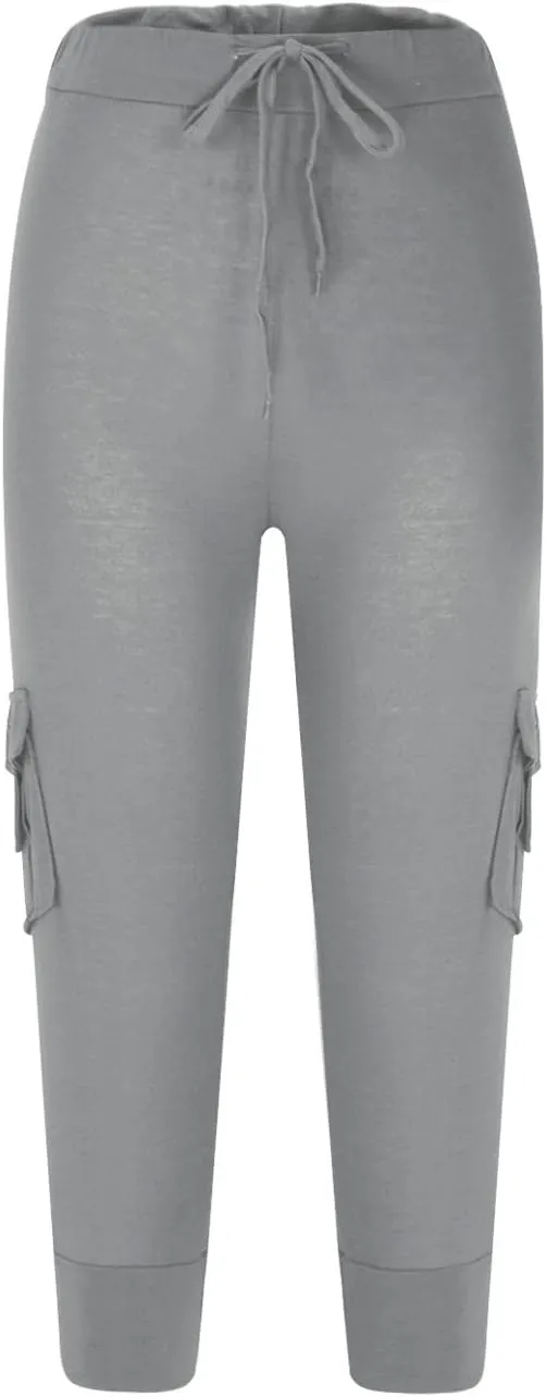 Cargo Capris for Women with Multi-Pocket Summer Mid Rise Lightweight Jogger Pants Stretchy Tactical Tavel Hiking Pant