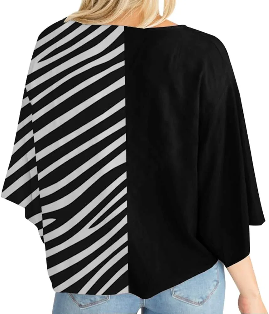 Ckikiou Womens Plus Size V Neck Knot Tie Front Summer Chiffon Blouses Tops Loose 3/4 Batwing Sleeve Shirts