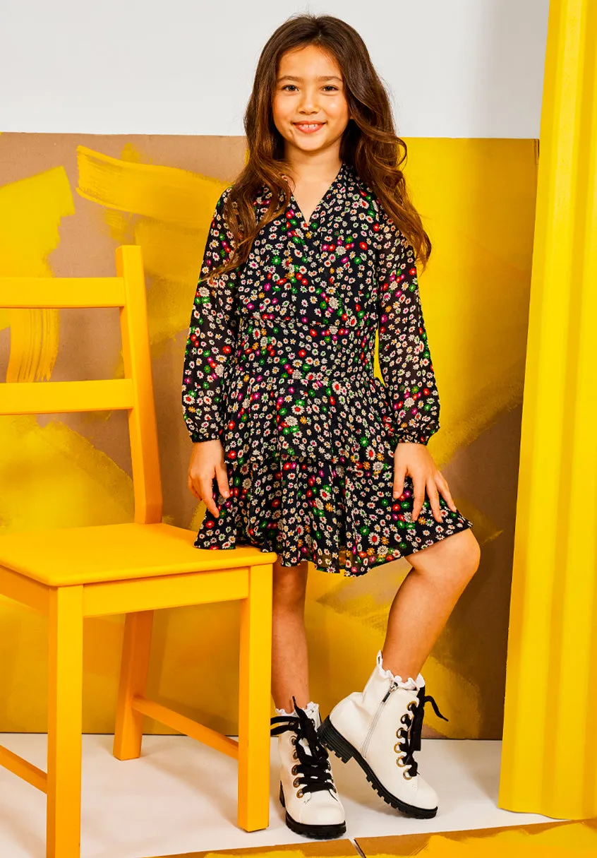 Classic Floral Wrap Dress