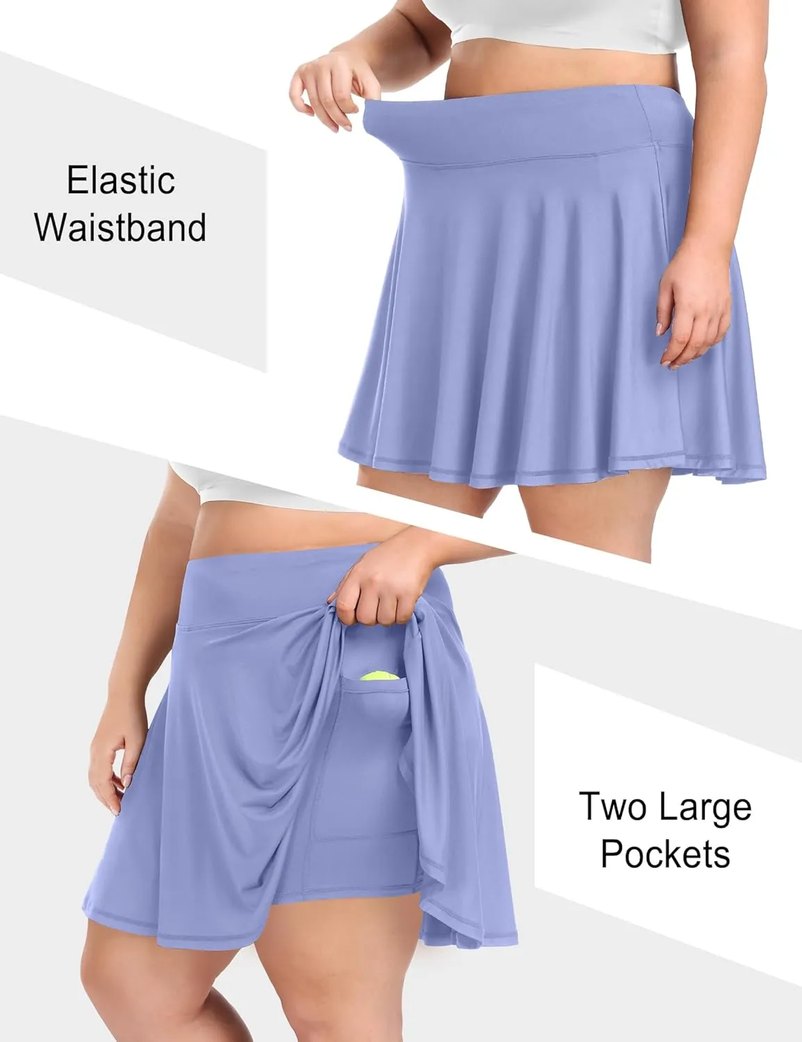 COOTRY Women's Plus Size Pleated Tennis Skirt with Shorts Athletic Golf Skorts with Pockets High Waisted Workout Skirts