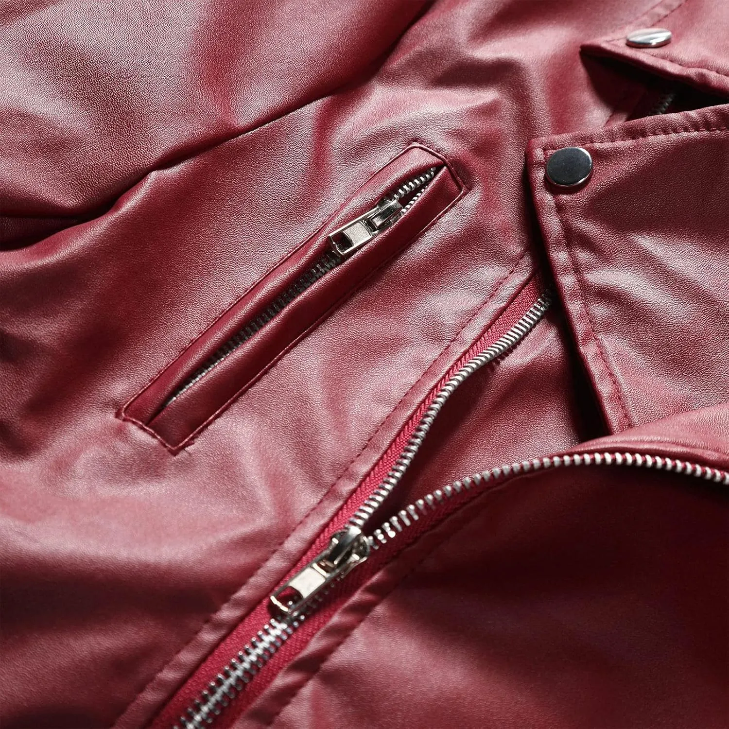 DuDubaby Men Vintage Cool Jacket Leather Long Sleeve Autumn Winter Stand Collar Club Coat