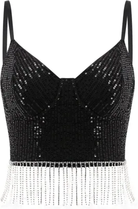Erinaco Women's Rhinestone Diamond Tank Top Color Beaded Sling Tube Top Bustier Vest Crop Top Sexy Corset Bra Summer