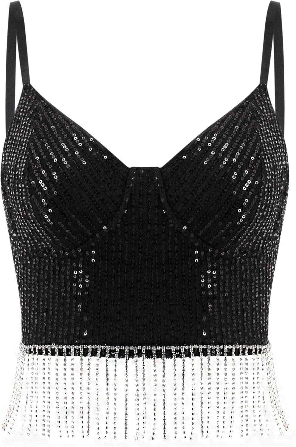 Erinaco Women's Rhinestone Diamond Tank Top Color Beaded Sling Tube Top Bustier Vest Crop Top Sexy Corset Bra Summer