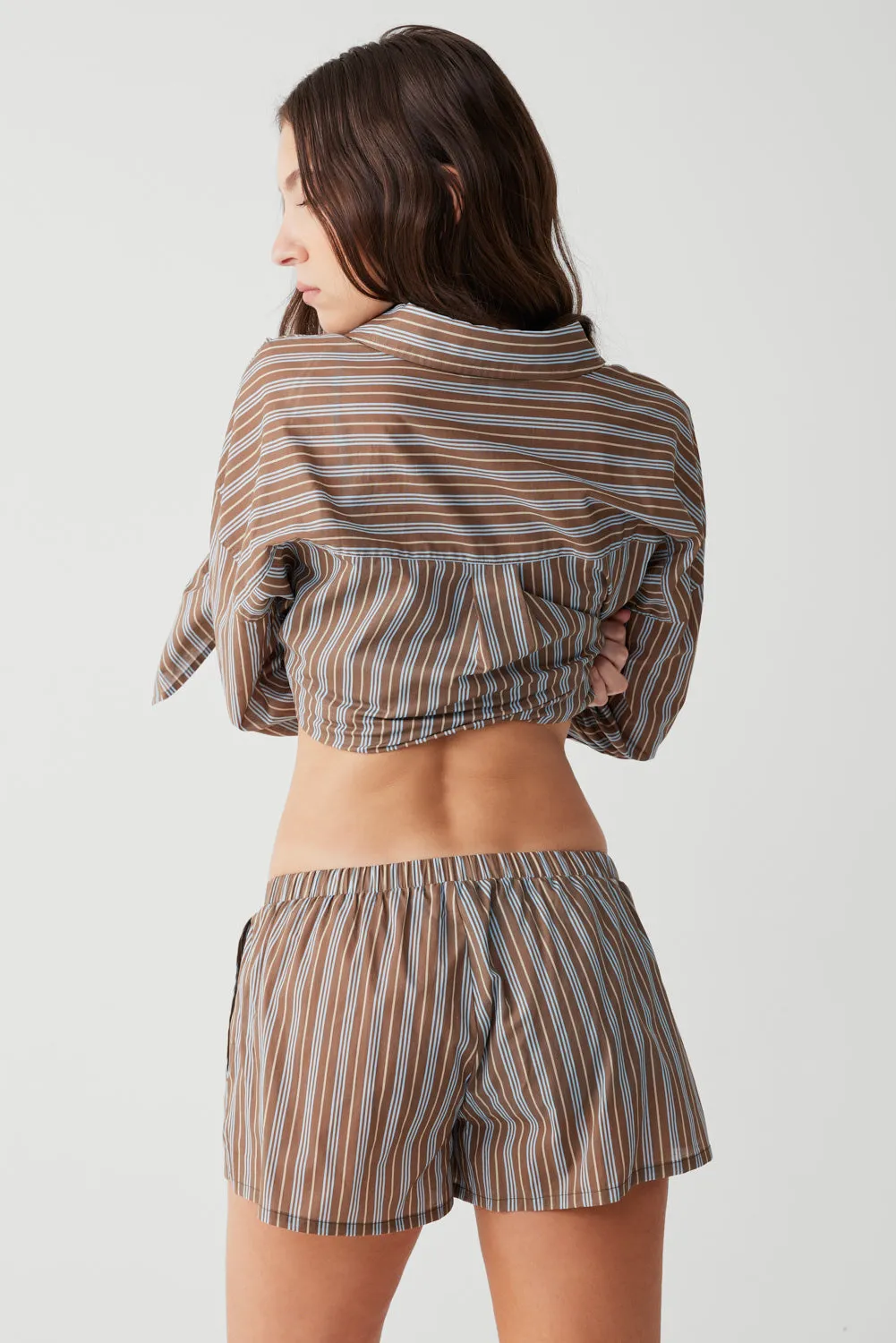 Farmhouse Striped Mini Short - Ocean Stone