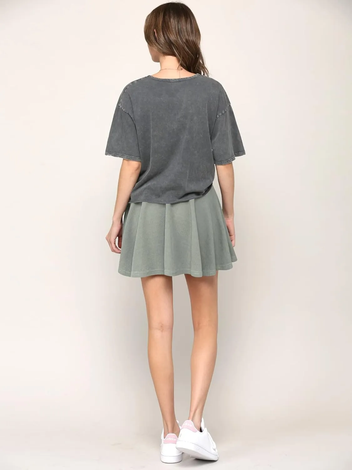 Made By Johnny Women's Casual Stretchy Flared Pleated Mini Skater Skirt with Shorts