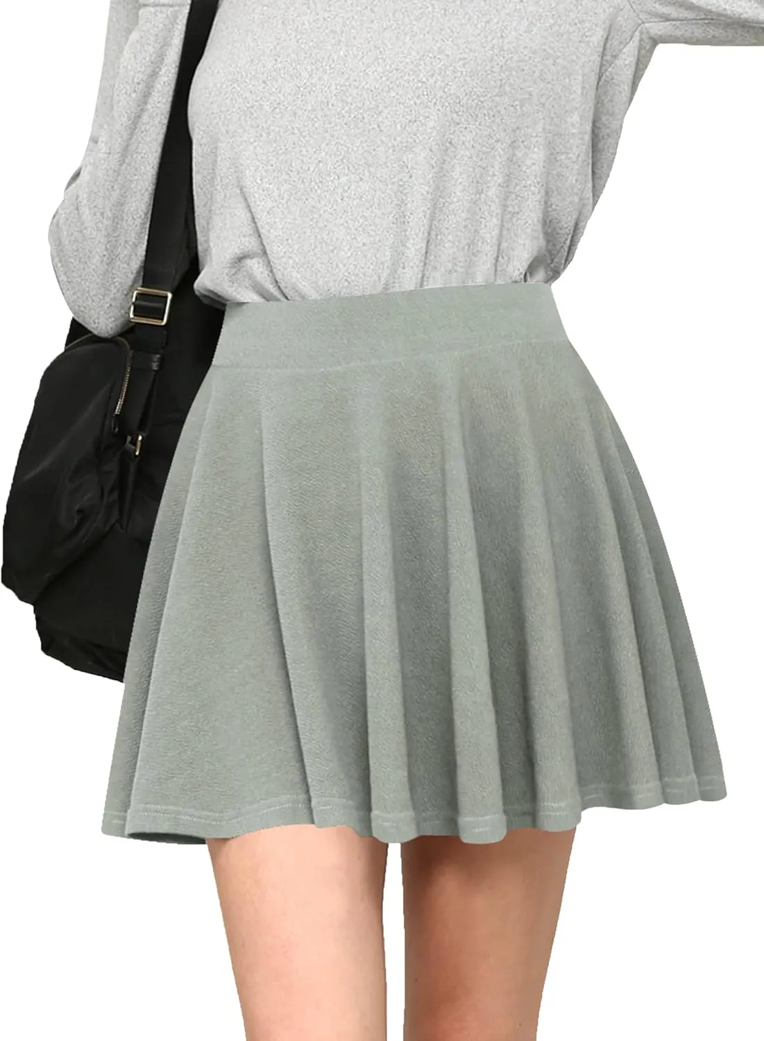 Made By Johnny Women's Casual Stretchy Flared Pleated Mini Skater Skirt with Shorts
