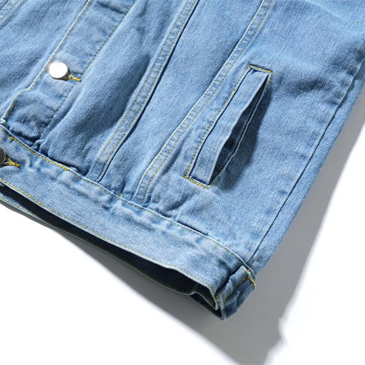 Mens Casual Stylish Denim Jackets Button Down Lapel Long Sleeve Jean Jacket Loose Antique Washed Trucker Coats