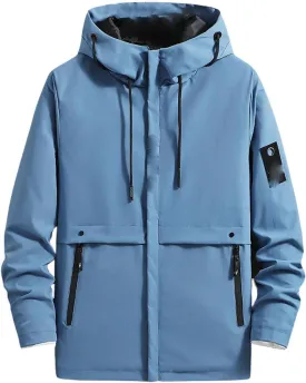 Men's Spring Autumn Hooded Color Block Trendy Handsome Casual Workwear Korean Style Slim Fit Jacket Coat