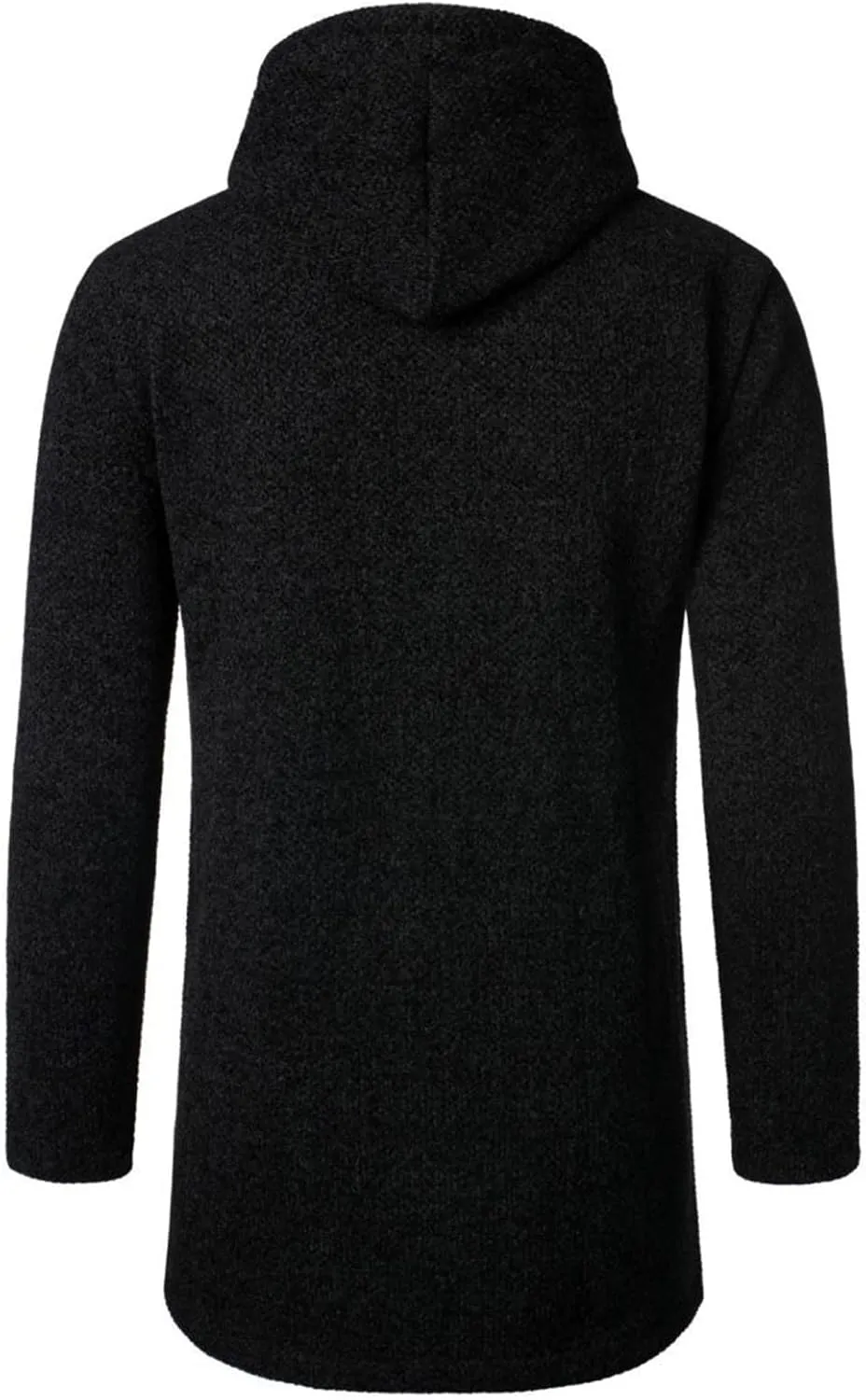 Men's Wool Blend Jacket Slim Mid Lenght Sherpa Lined Thicked Hooded Coats Casual Plush Fleece Winter Warm Overcoats