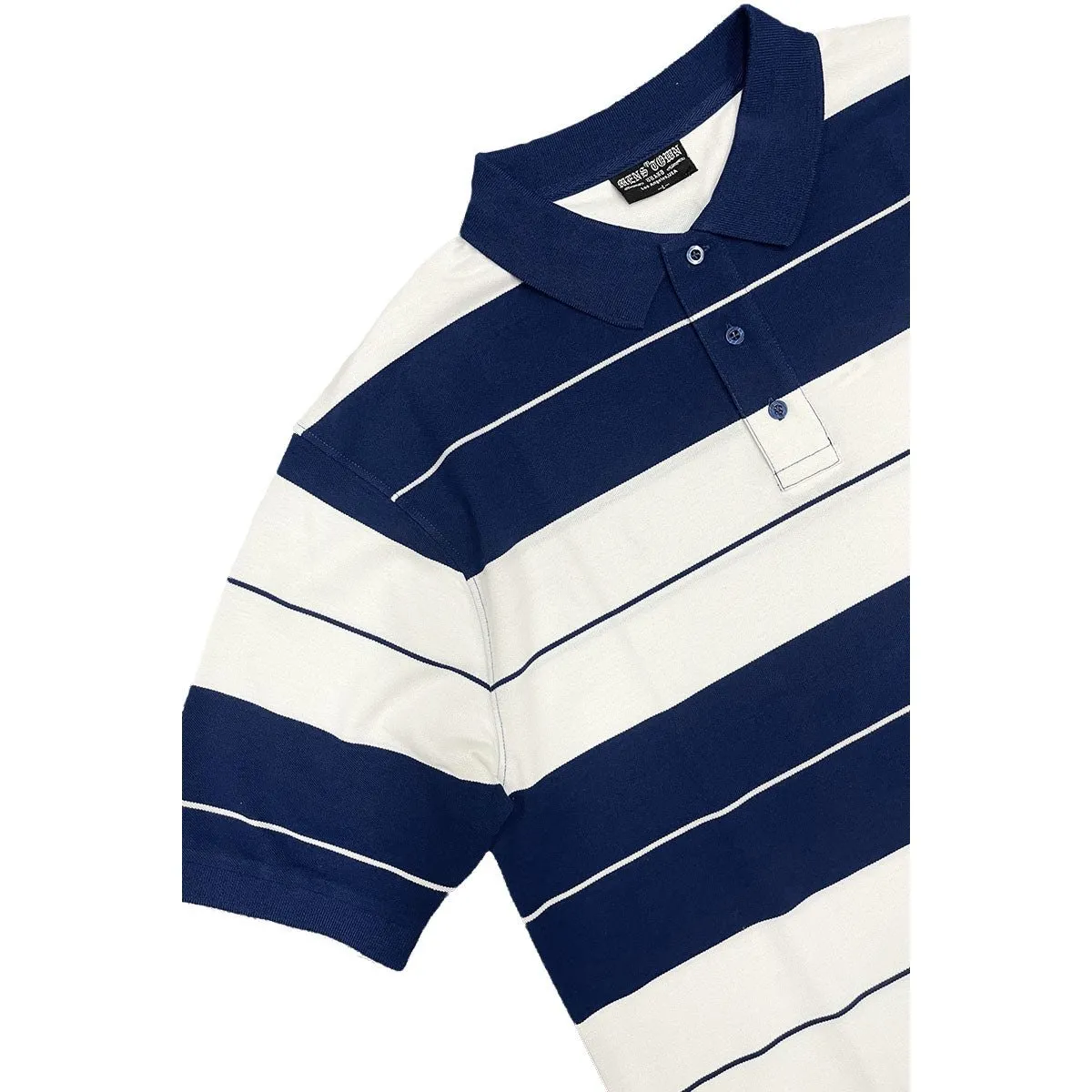 Old School Navy & White Pique Polo
