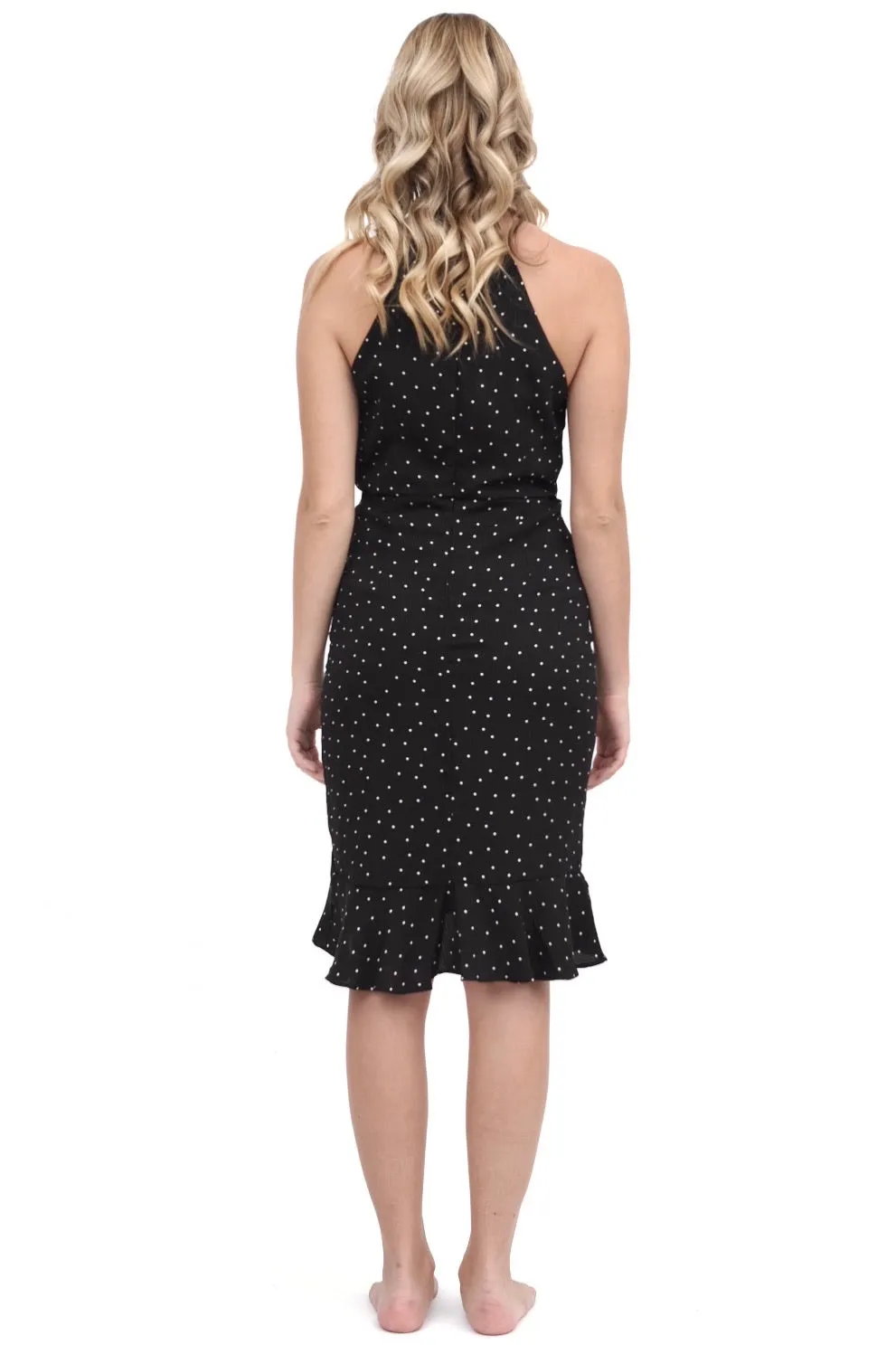 Ruffle Dress with Polka Dots - Black