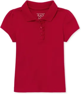 The Children's Place girls Short Sleeve Ruffle Pique Polo