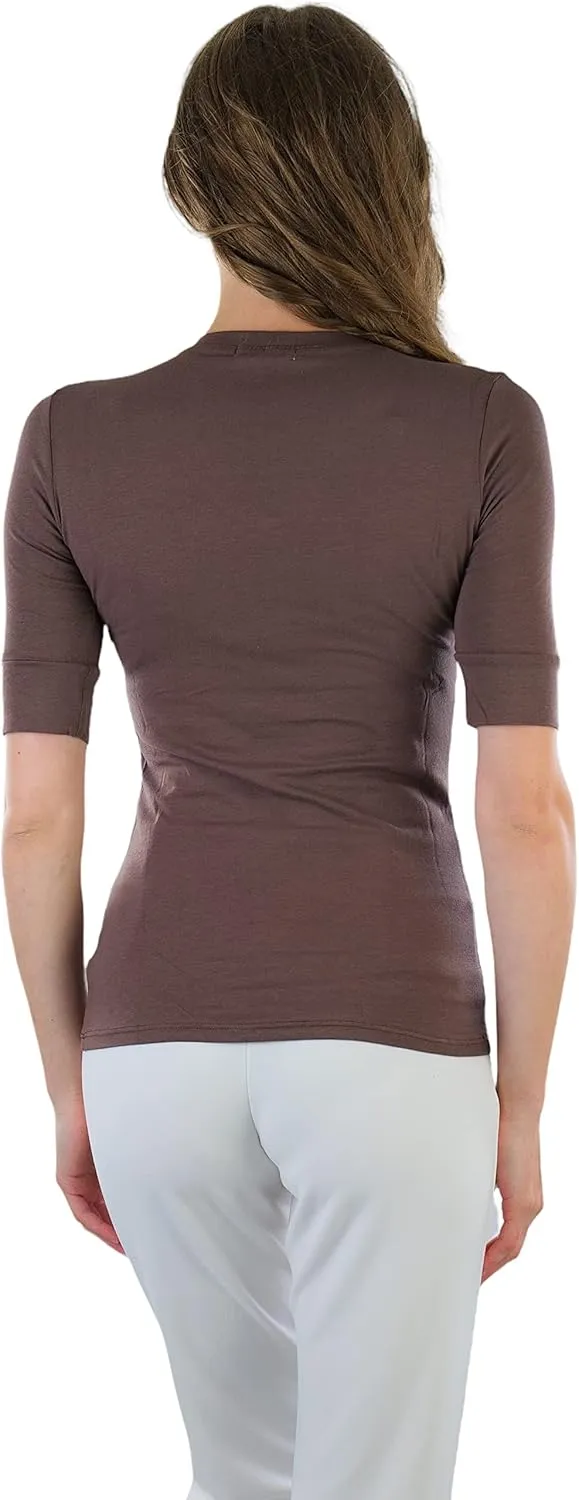 ToBeInStyle Women's Elbow Length Sleeve V-Neckline Top
