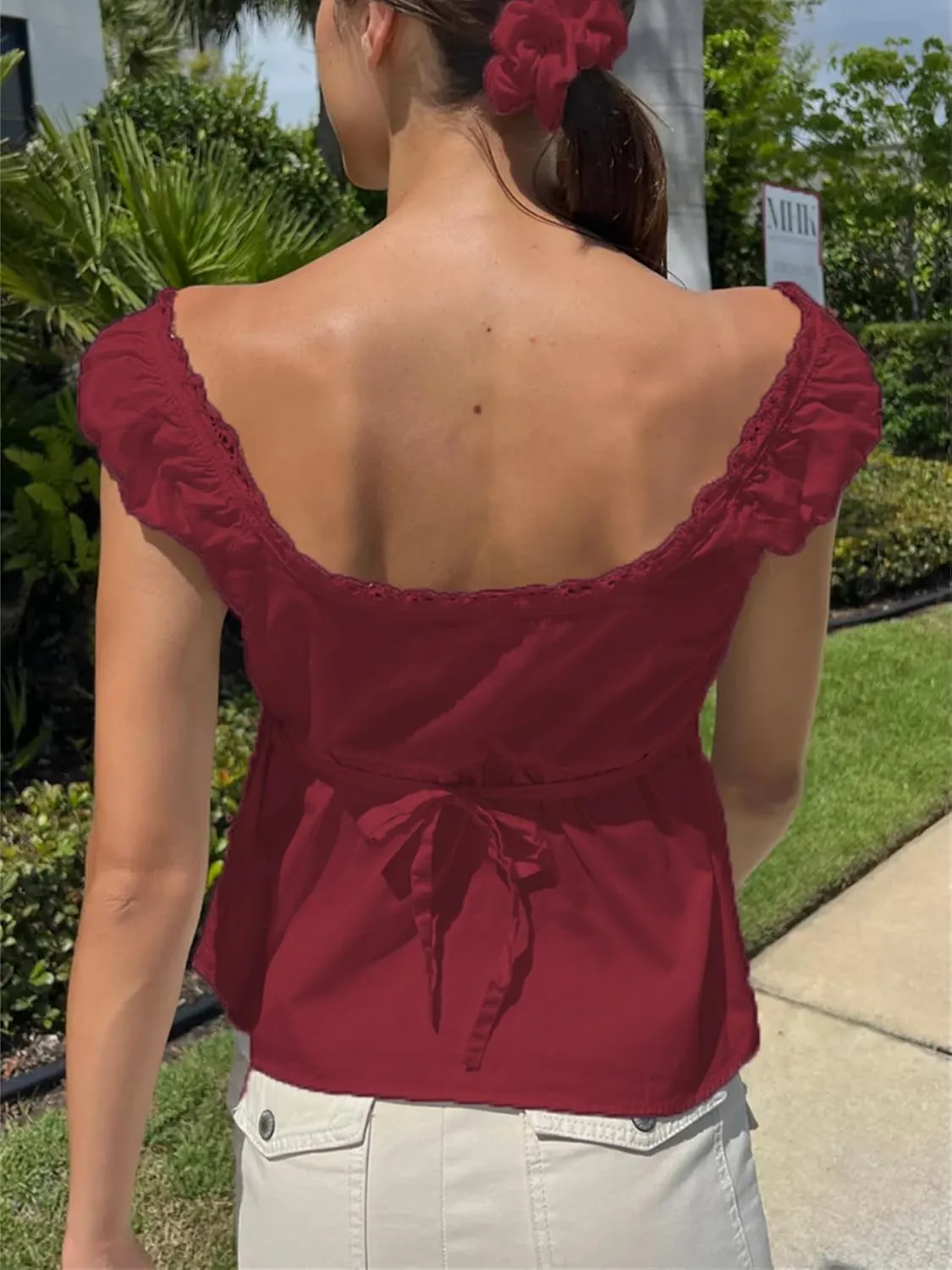 Women Fairy Grunge Babydoll Top Y2k Puff Short Sleeve Lace Trim Shirt Aesthetic Cute Square Neck Crop Top Blouses