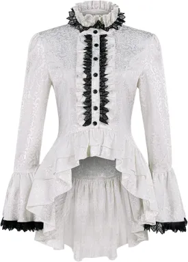 Women's Medieval Gothic Shirt Long Sleeve Victorian Blouse Vintage Lotus Ruffle Blouse.