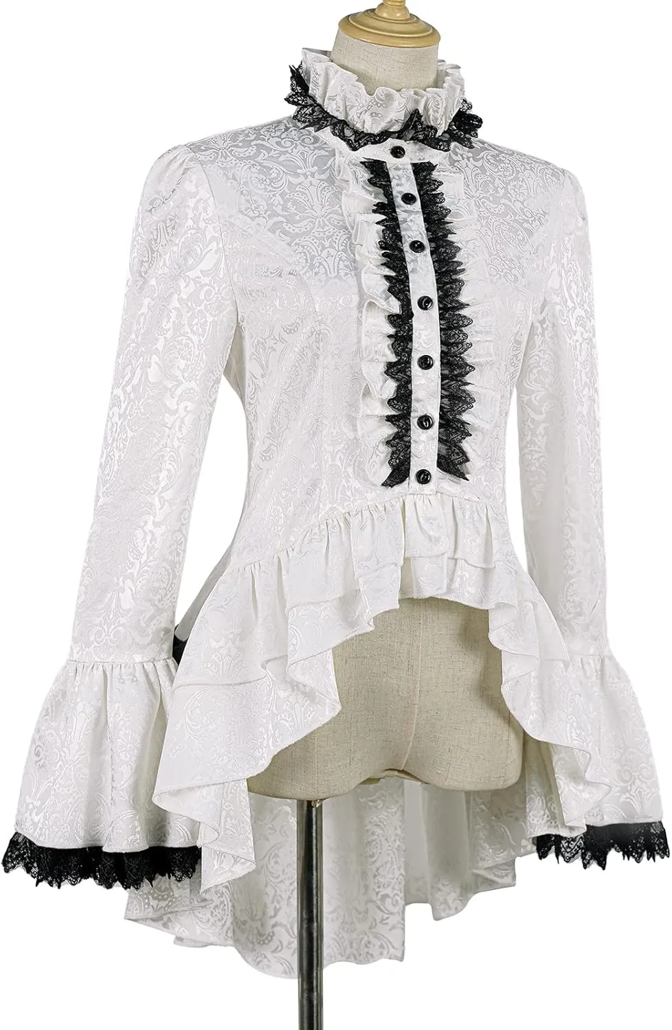 Women's Medieval Gothic Shirt Long Sleeve Victorian Blouse Vintage Lotus Ruffle Blouse.